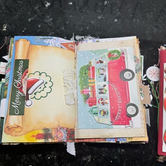 Christmas Junk Journal Signatures Bound Handmade 3 Books absolute gorgeous - Picture 7 of 16